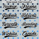 Custom Silver Black-White Raglan Sleeve Personalized Star Print Authentic Baseball Jersey