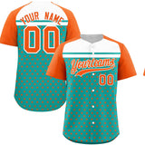 Custom Aqua Orange-White Raglan Sleeve Personalized Star Print Authentic Baseball Jersey