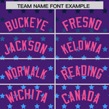 Custom Purple Pink-White Raglan Sleeve Personalized Star Print Authentic Baseball Jersey