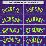 Custom Purple Neon Green-White Raglan Sleeve Personalized Star Print Authentic Baseball Jersey