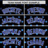 Custom Black Royal-White Raglan Sleeve Personalized Star Print Authentic Baseball Jersey