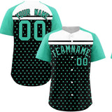 Custom Black Bright Green-White Raglan Sleeve Personalized Star Print Authentic Baseball Jersey