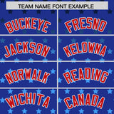 Custom Royal Red-White Raglan Sleeve Personalized Star Print Authentic Baseball Jersey