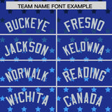 Custom Royal Silver-White Raglan Sleeve Personalized Star Print Authentic Baseball Jersey
