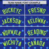 Custom Royal Neon Green-White Raglan Sleeve Personalized Star Print Authentic Baseball Jersey
