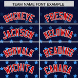 Custom Navy Red-White Raglan Sleeve Personalized Star Print Authentic Baseball Jersey