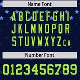 Custom Navy Neon Green-White Raglan Sleeve Personalized Star Print Authentic Baseball Jersey