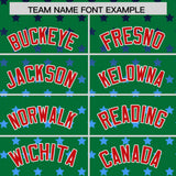 Custom Kelly Green Red-White Raglan Sleeve Personalized Star Print Authentic Baseball Jersey