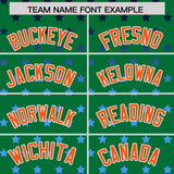 Custom Kelly Green Orange-White Raglan Sleeve Personalized Star Print Authentic Baseball Jersey