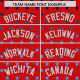 Custom Red Silver-White Raglan Sleeve Personalized Star Print Authentic Baseball Jersey