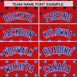 Custom Red Royal-White Raglan Sleeve Personalized Star Print Authentic Baseball Jersey