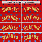 Custom Red Old Gold-White Raglan Sleeve Personalized Star Print Authentic Baseball Jersey
