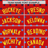 Custom Red Gold-White Raglan Sleeve Personalized Star Print Authentic Baseball Jersey