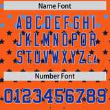 Custom Orange Royal-White Raglan Sleeve Personalized Star Print Authentic Baseball Jersey