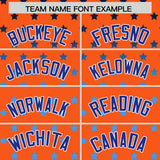 Custom Orange Royal-White Raglan Sleeve Personalized Star Print Authentic Baseball Jersey