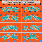 Custom Orange Aqua-White Raglan Sleeve Personalized Star Print Authentic Baseball Jersey