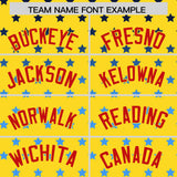 Custom Gold Red-White Raglan Sleeve Personalized Star Print Authentic Baseball Jersey