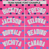 Custom Pink Silver-White Raglan Sleeve Personalized Star Print Authentic Baseball Jersey