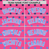 Custom Pink Light Blue-White Raglan Sleeve Personalized Star Print Authentic Baseball Jersey