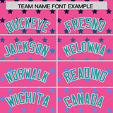 Custom Pink Aqua-White Raglan Sleeve Personalized Star Print Authentic Baseball Jersey