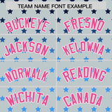 Custom Silver Pink-White Raglan Sleeve Personalized Star Print Authentic Baseball Jersey