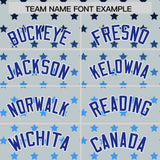 Custom Silver Royal-White Raglan Sleeve Personalized Star Print Authentic Baseball Jersey