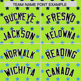 Custom Neon Green Black-White Raglan Sleeve Personalized Star Print Authentic Baseball Jersey