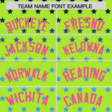 Custom Neon Green Pink-White Raglan Sleeve Personalized Star Print Authentic Baseball Jersey