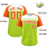Custom Neon Green Orange-White Raglan Sleeve Personalized Star Print Authentic Baseball Jersey