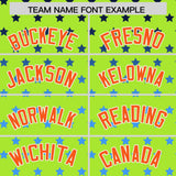 Custom Neon Green Orange-White Raglan Sleeve Personalized Star Print Authentic Baseball Jersey
