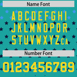 Custom Aqua Gold-White Raglan Sleeve Personalized Star Print Authentic Baseball Jersey