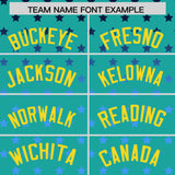 Custom Aqua Gold-White Raglan Sleeve Personalized Star Print Authentic Baseball Jersey