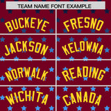Custom Crimson Gold-White Raglan Sleeve Personalized Star Print Authentic Baseball Jersey