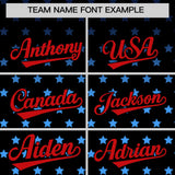 Custom Black Red-White Raglan Sleeve Personalized Star Print Authentic Baseball Jersey