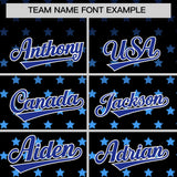 Custom Black Royal-White Raglan Sleeve Personalized Star Print Authentic Baseball Jersey