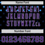 Custom Black Purple-White Raglan Sleeve Personalized Star Print Authentic Baseball Jersey