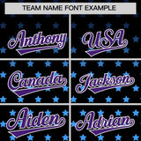 Custom Black Purple-White Raglan Sleeve Personalized Star Print Authentic Baseball Jersey