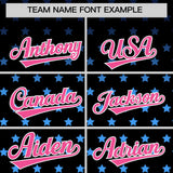 Custom Black Pink-White Raglan Sleeve Personalized Star Print Authentic Baseball Jersey