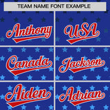 Custom Royal Red-White Raglan Sleeve Personalized Star Print Authentic Baseball Jersey
