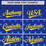Custom Royal Gold-White Raglan Sleeve Personalized Star Print Authentic Baseball Jersey