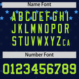 Custom Navy Neon Green-White Raglan Sleeve Personalized Star Print Authentic Baseball Jersey