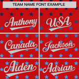 Custom Red Silver-White Raglan Sleeve Personalized Star Print Authentic Baseball Jersey