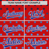 Custom Red Royal-White Raglan Sleeve Personalized Star Print Authentic Baseball Jersey