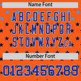 Custom Orange Royal-White Raglan Sleeve Personalized Star Print Authentic Baseball Jersey