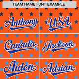 Custom Orange Royal-White Raglan Sleeve Personalized Star Print Authentic Baseball Jersey
