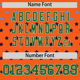 Custom Orange Kelly Green-White Raglan Sleeve Personalized Star Print Authentic Baseball Jersey
