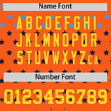 Custom Orange Gold-White Raglan Sleeve Personalized Star Print Authentic Baseball Jersey