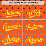 Custom Orange Gold-White Raglan Sleeve Personalized Star Print Authentic Baseball Jersey