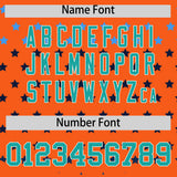 Custom Orange Aqua-White Raglan Sleeve Personalized Star Print Authentic Baseball Jersey