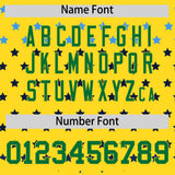 Custom Gold Kelly Green-White Raglan Sleeve Personalized Star Print Authentic Baseball Jersey